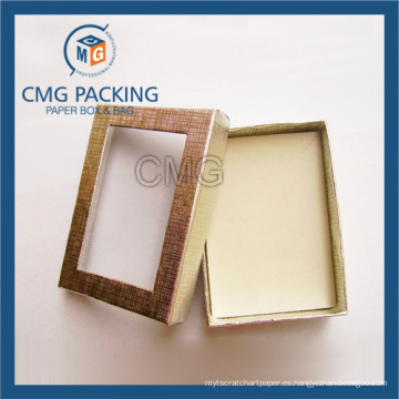 Caja de papel transparente dorada del collar de la ventana (CMG-PJB-081)